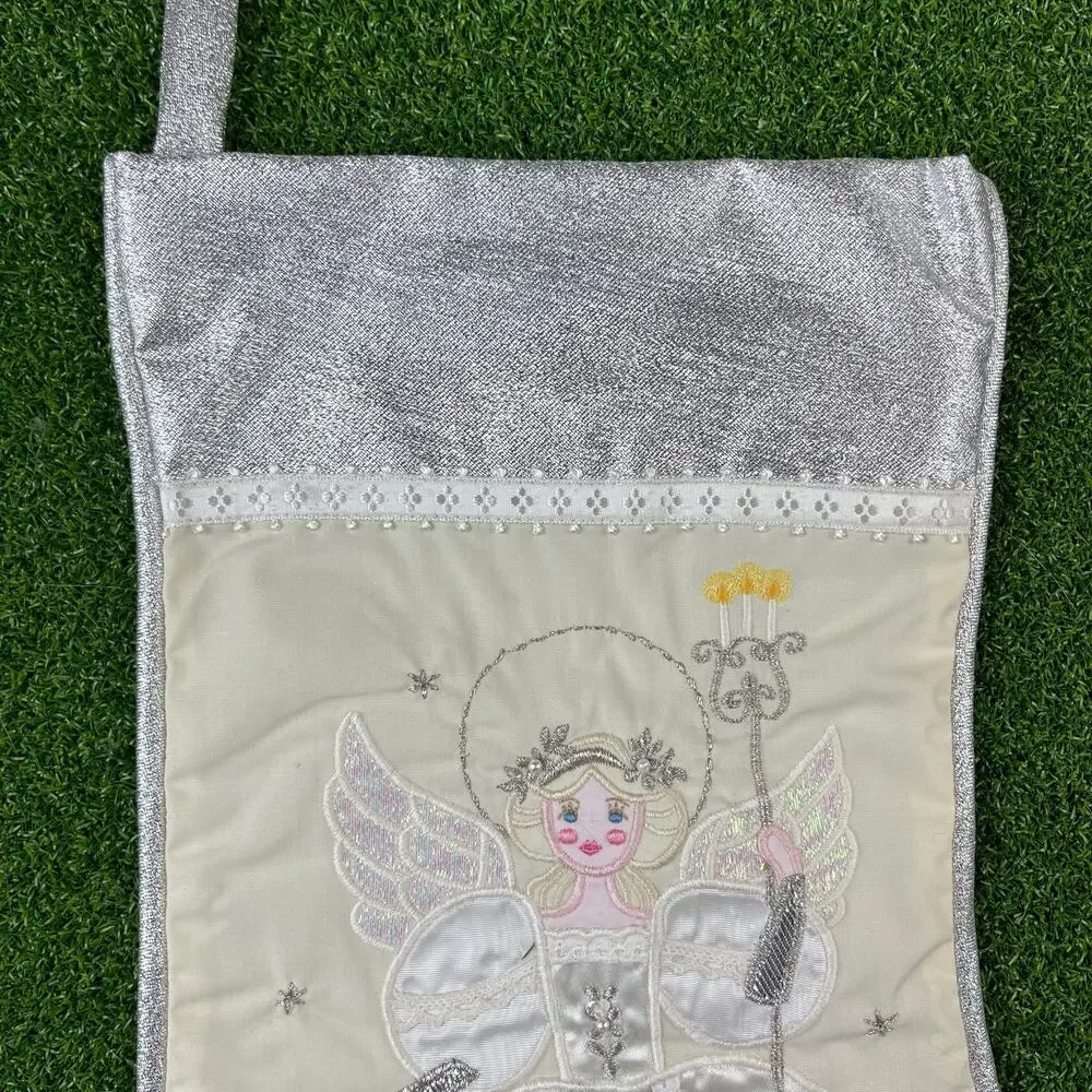 Vintage House of Hatten Angel Embroidered Christmas Stocking